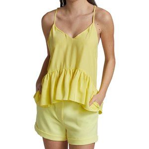 Cinq a Sept NWT Yellow Janet Top Racerback Ruffle Large